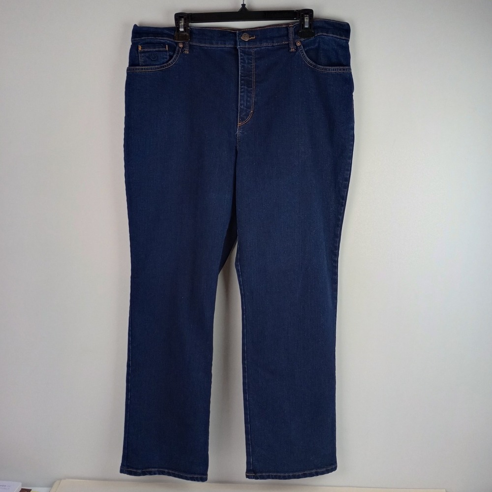 Gloria Vanderbilt Womens 18 Dark Blue Straight Leg Classic Denim Amanda Jeans